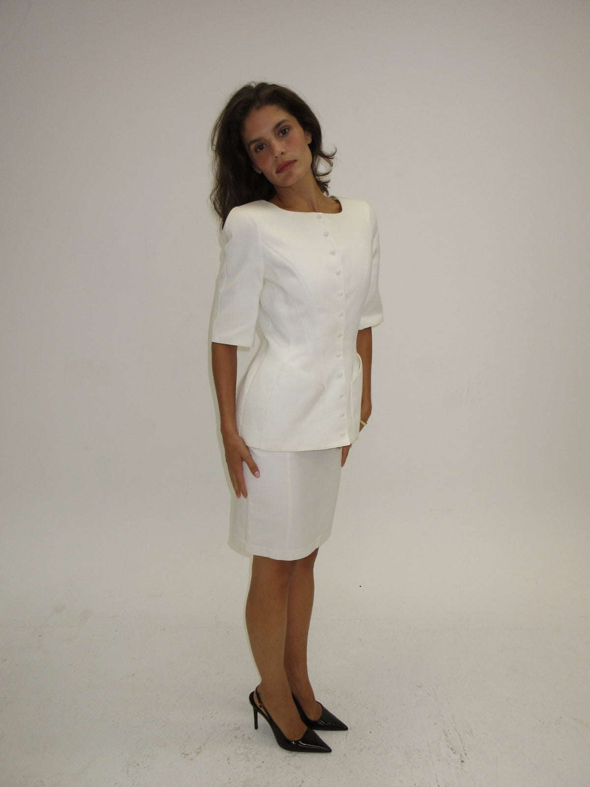 Vintage white Mugler skirt suit