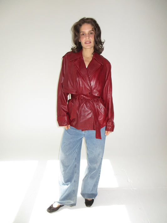 Vintage Plein sud belted leather jacket