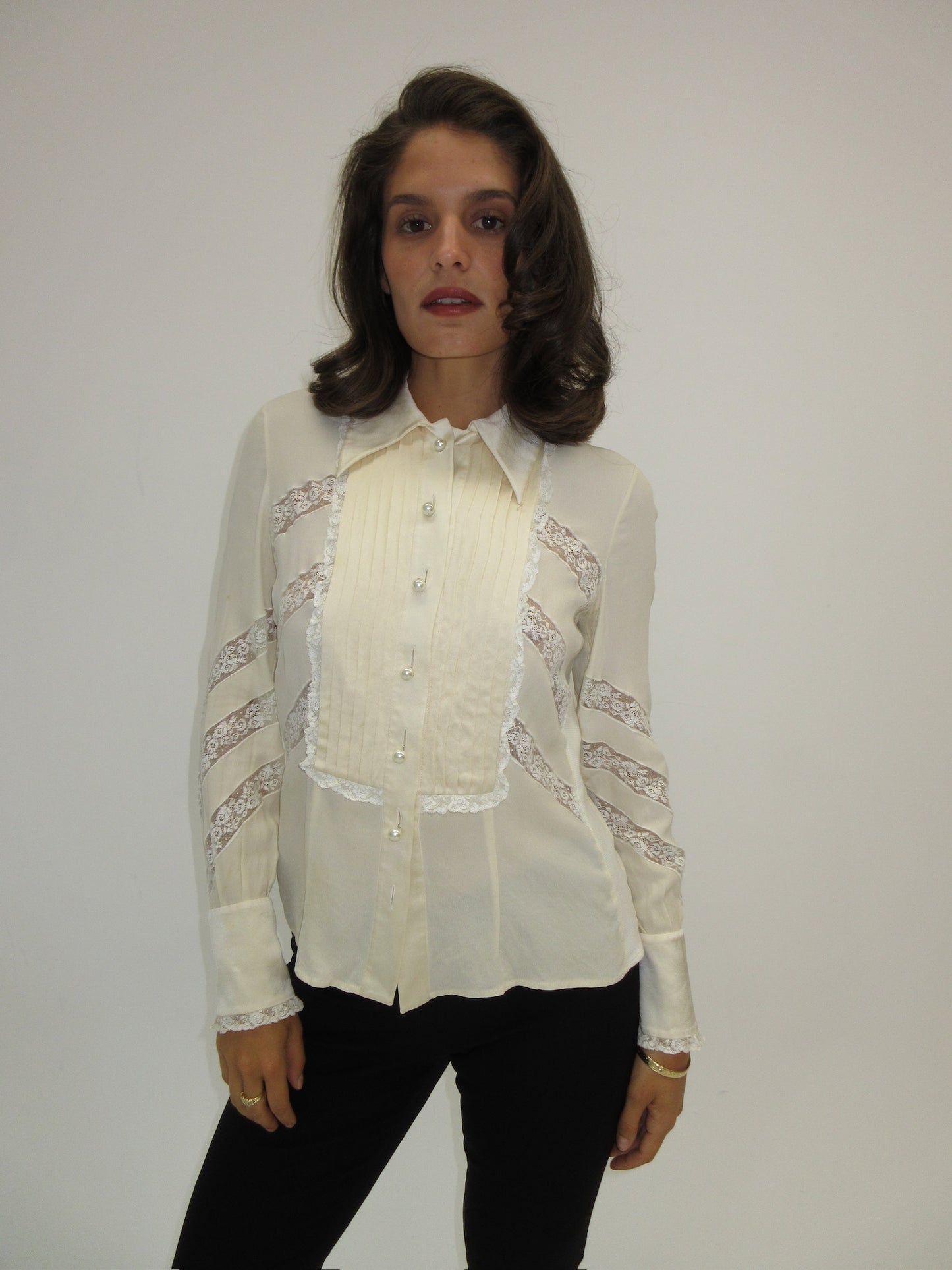 Vintage Valentino Boutique silk and lace top