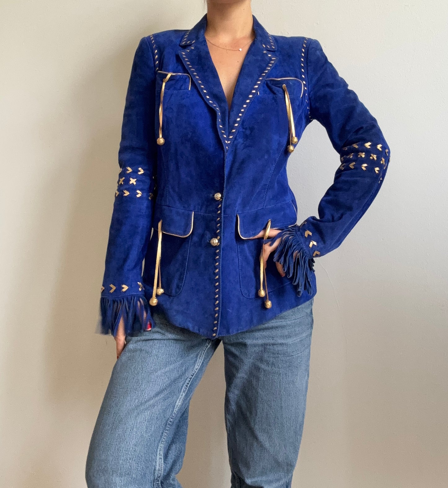 Roberto Cavalli 2007 blue suede jacket