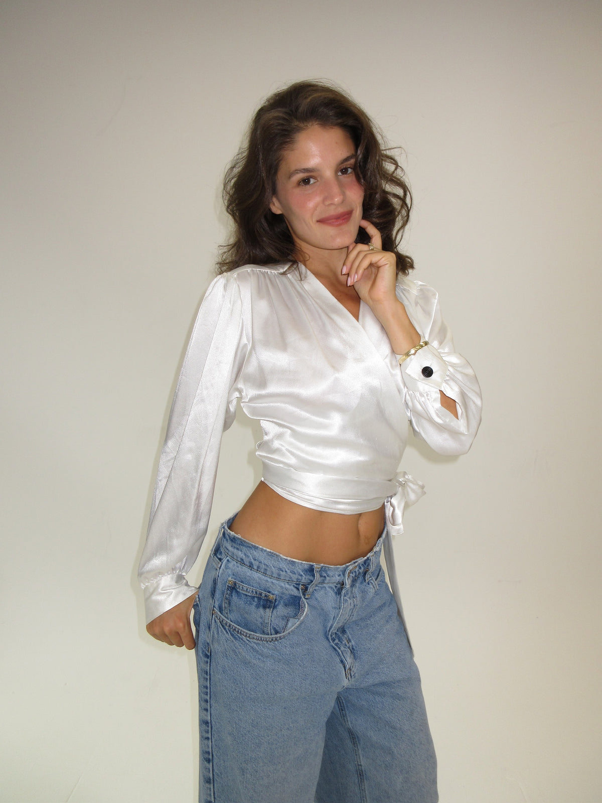 Vintage YSL Satin Wrap Top