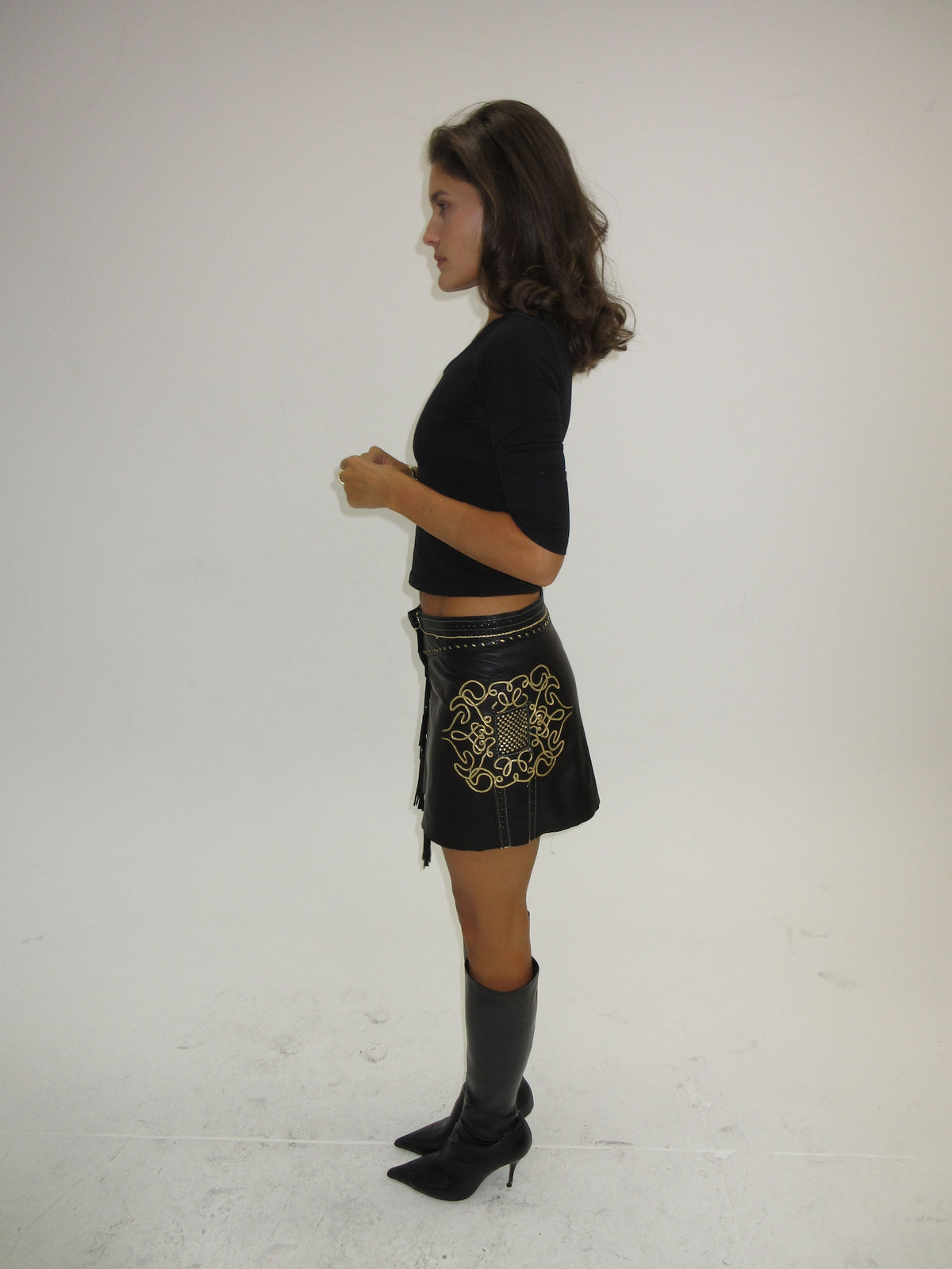 Vintage Roberto Cavalli leather skirt
