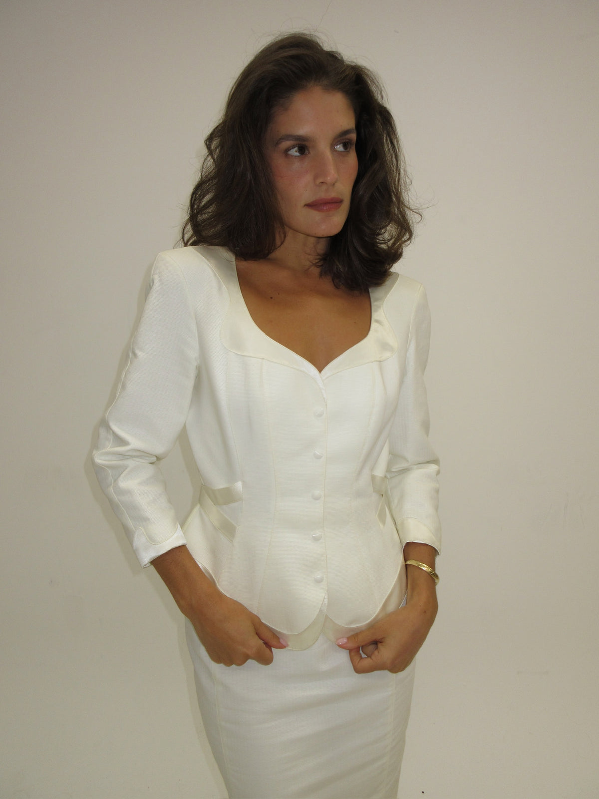 Vintage white Mugler skirt suit