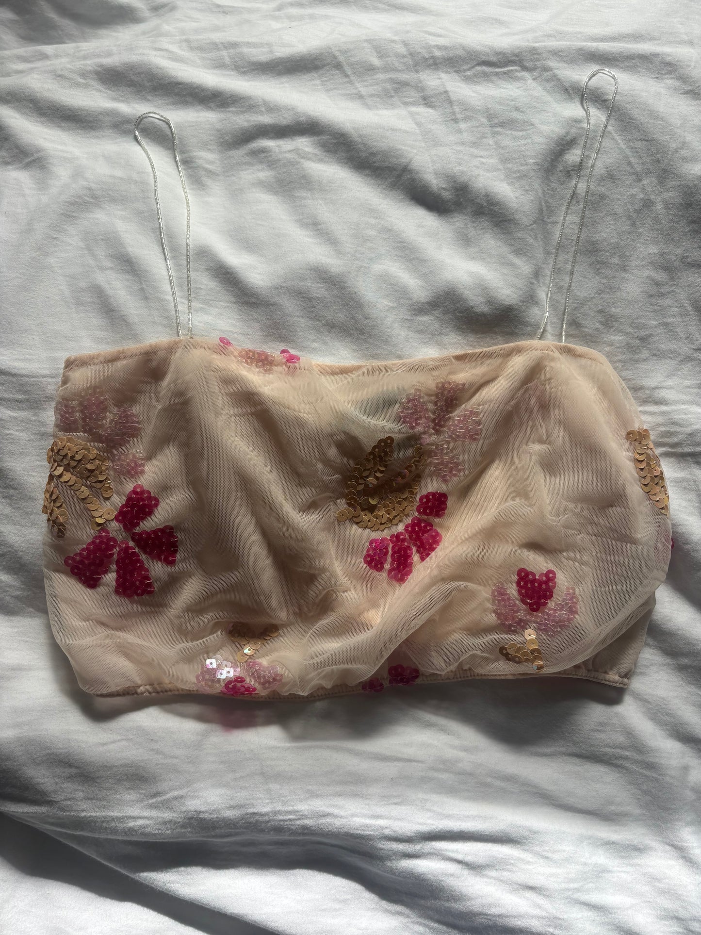 Stunning vintage Emporio Armani beaded straps and sequined top