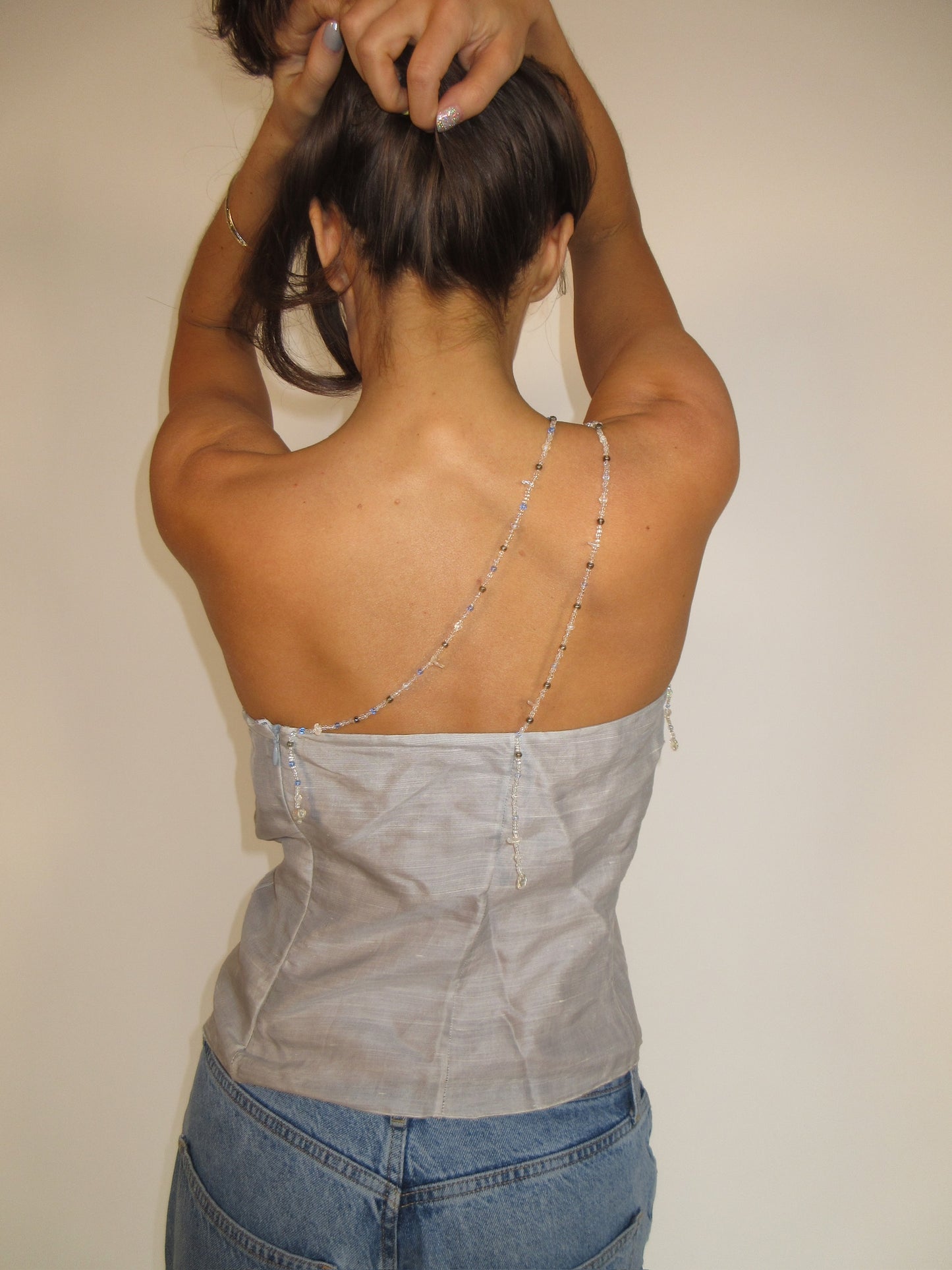Stunning SS1999 runway beaded Emporio Armani one shoulder top