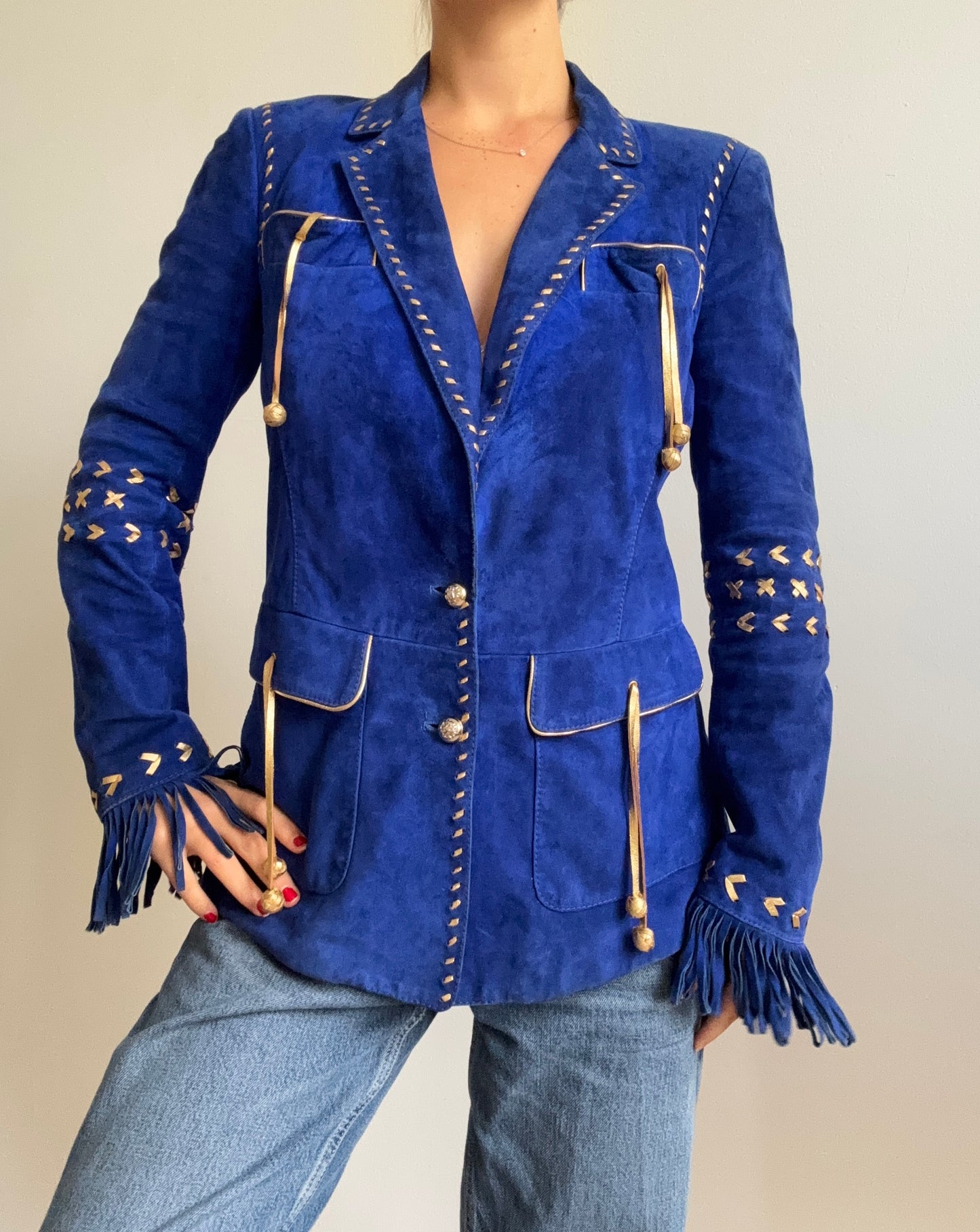 Roberto Cavalli 2007 blue suede jacket