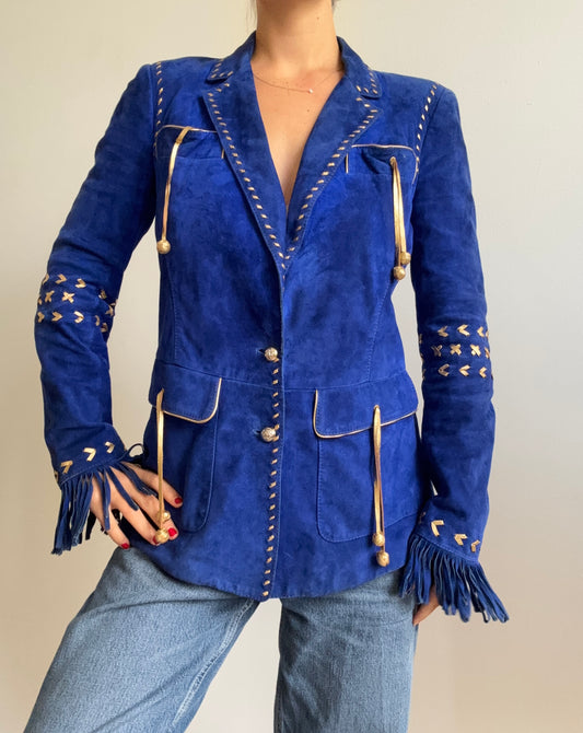 Roberto Cavalli 2007 blue suede jacket