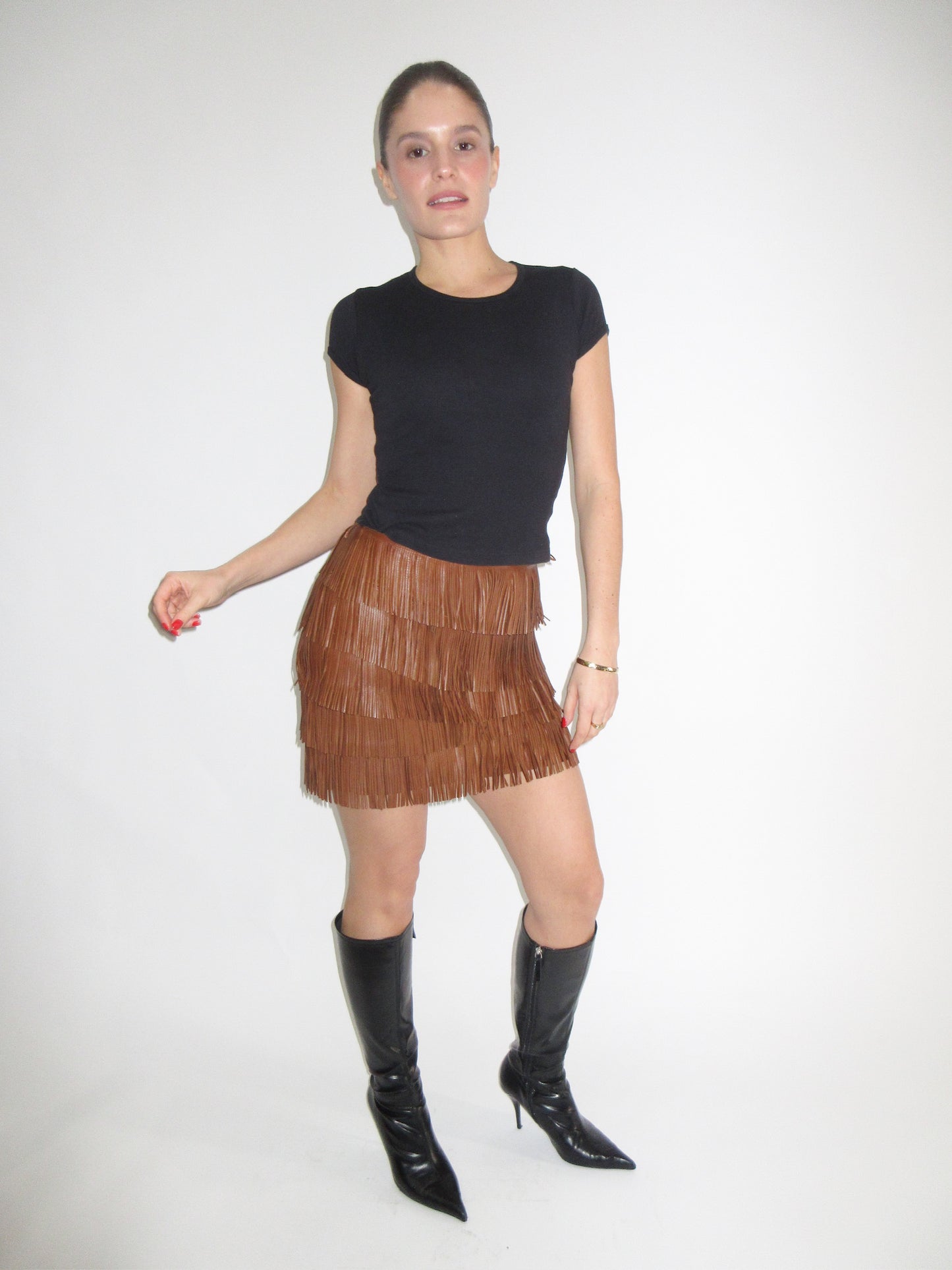 SS2007 Prada leather fringe skirt