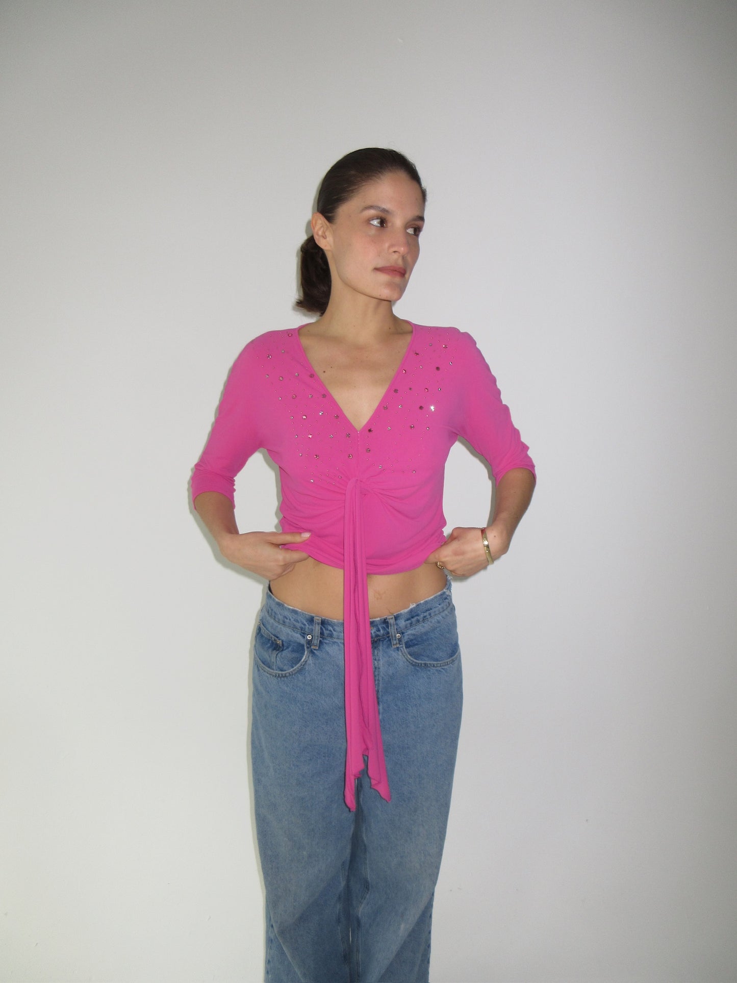 Blumarine pink embellished top