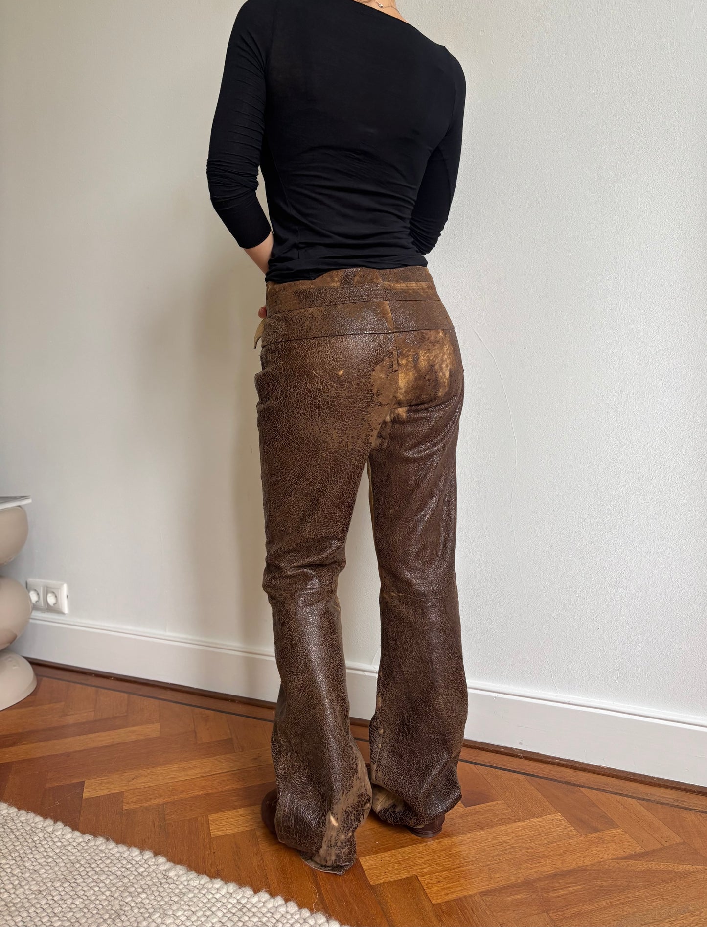 Insane textured vintage Roberto Cavalli leather and suede pants