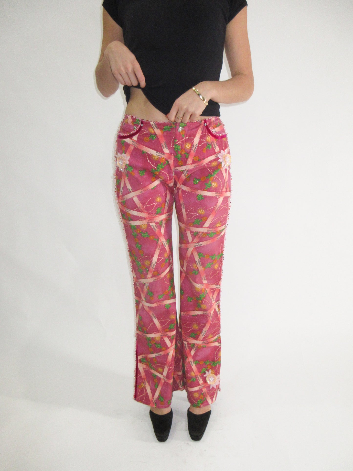 Voyage Passion Pink Pants with Beading and Embellishments