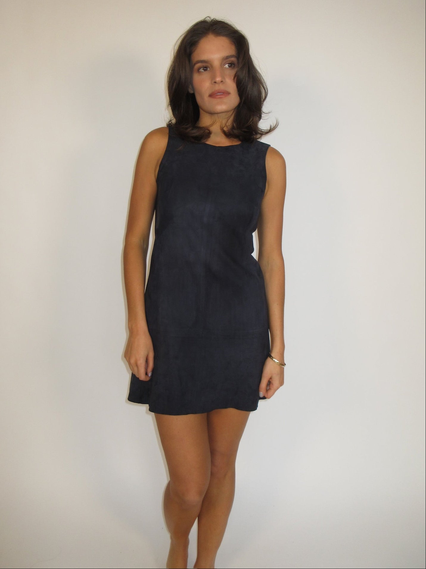 Vintage Balenciaga navy blue suede dress