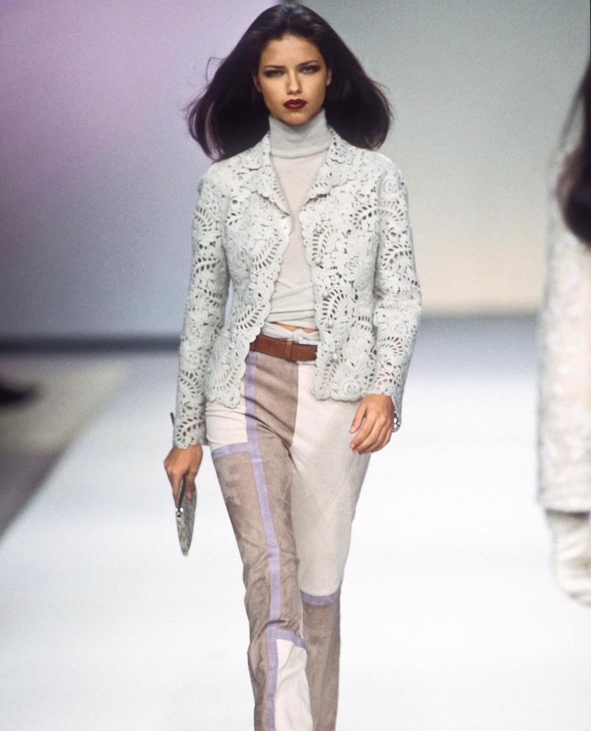 Valentino FW2000 Suède pants worn by Adriana Lima