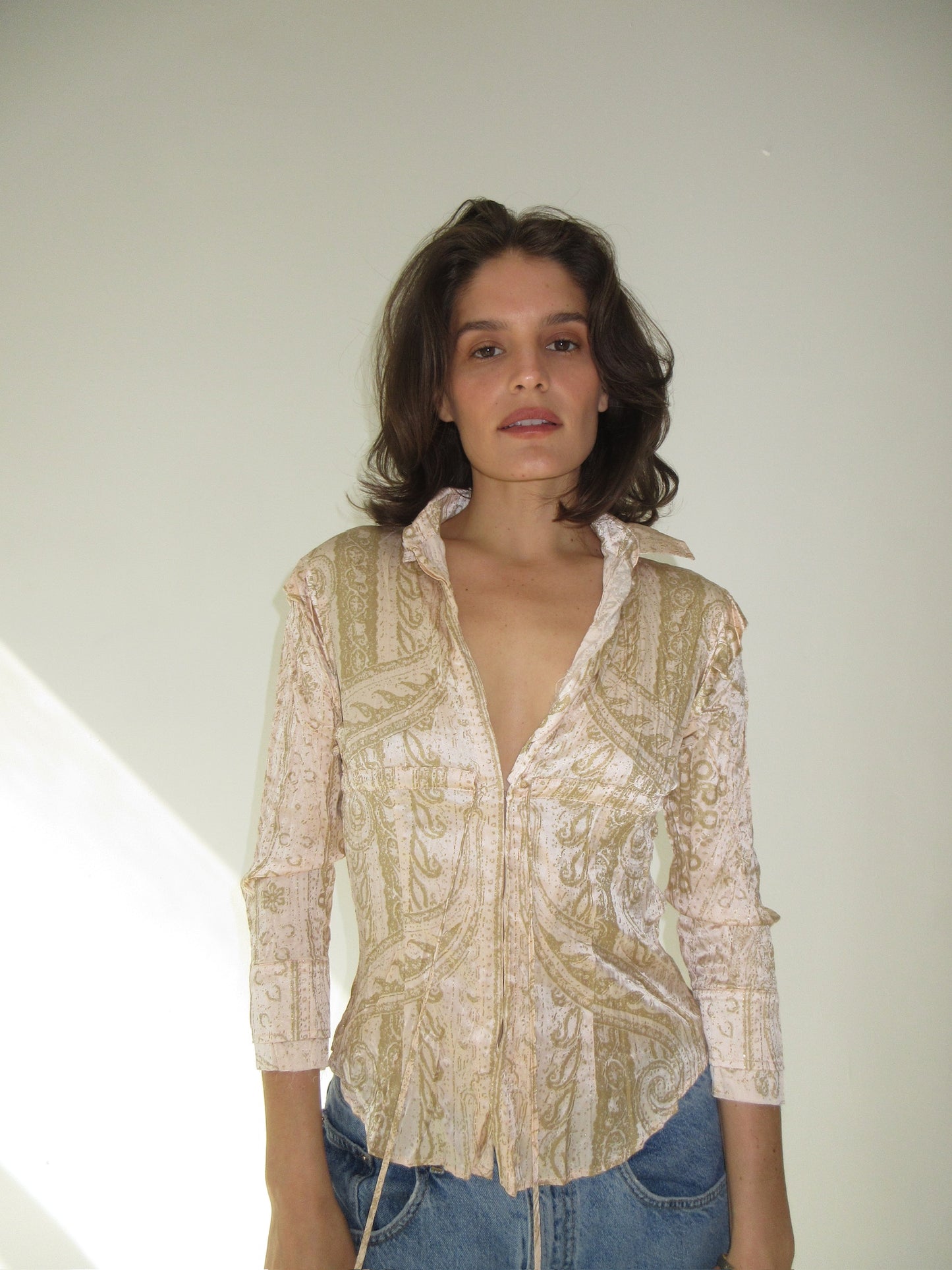 SS2004 Roberto Cavalli silk cinched top