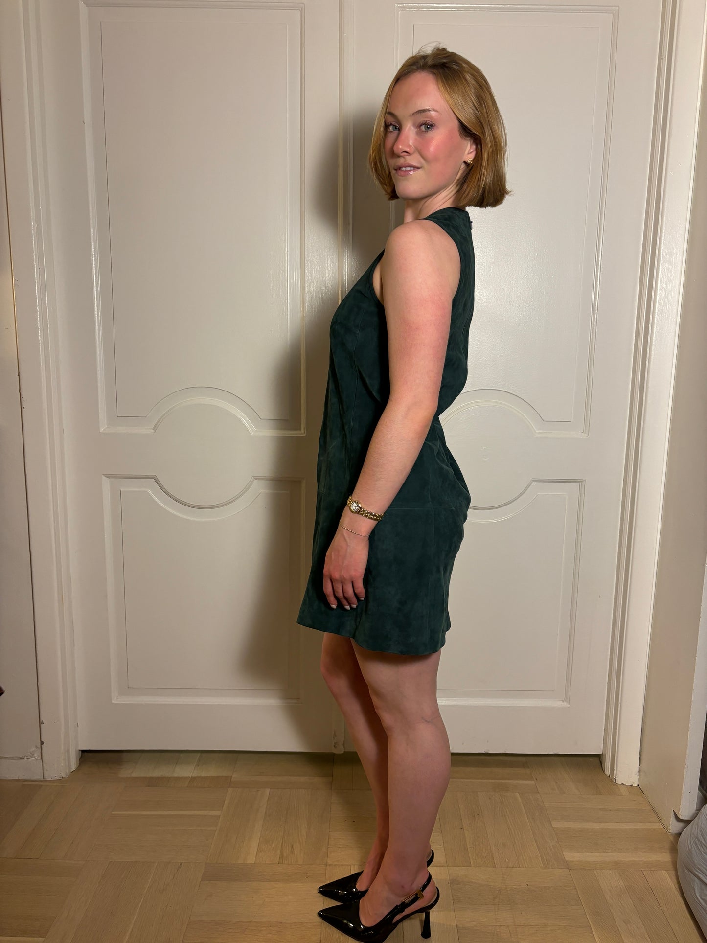 Balenciaga Suede Forest Green Dress