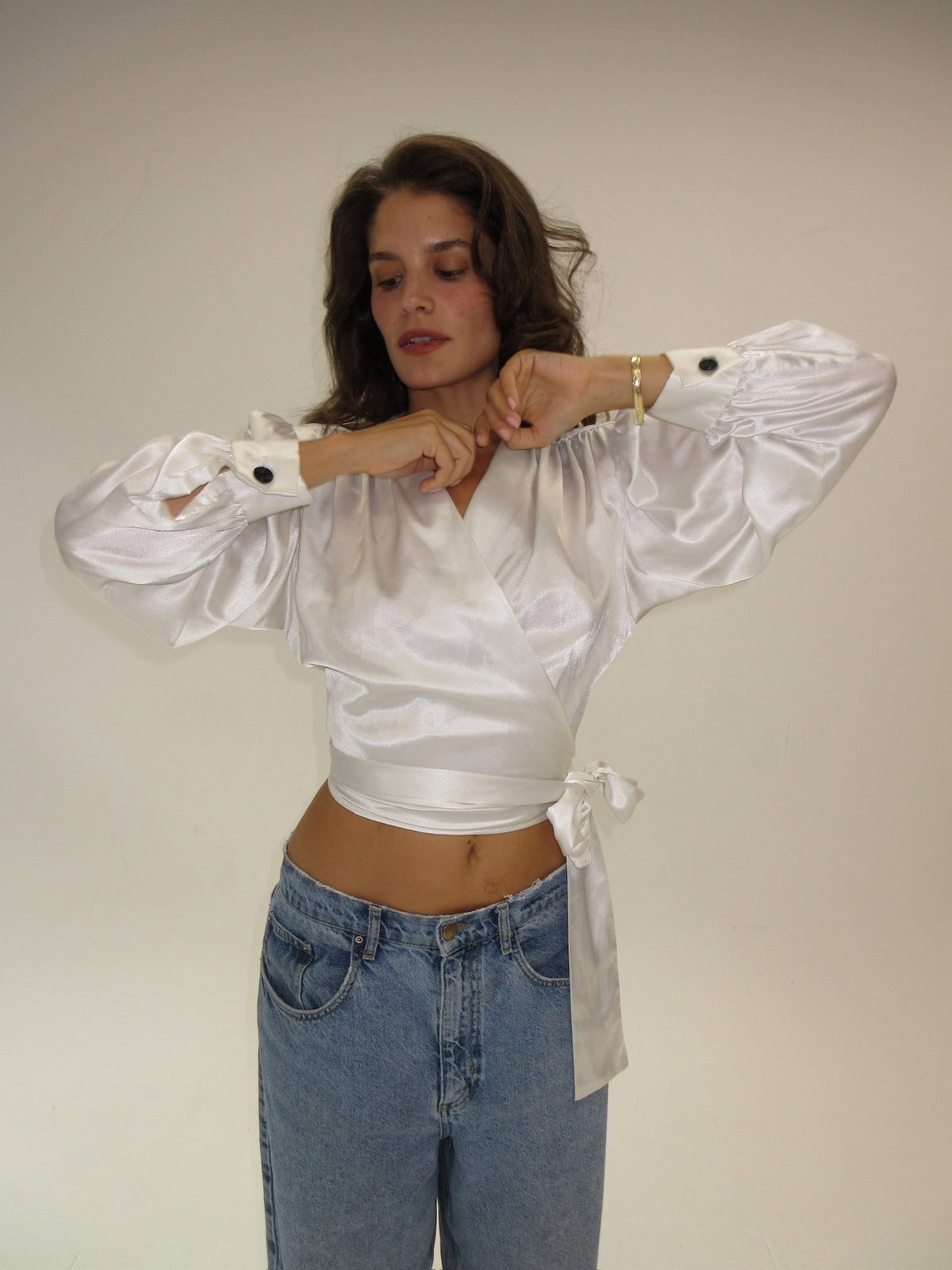 Vintage YSL Satin Wrap Top