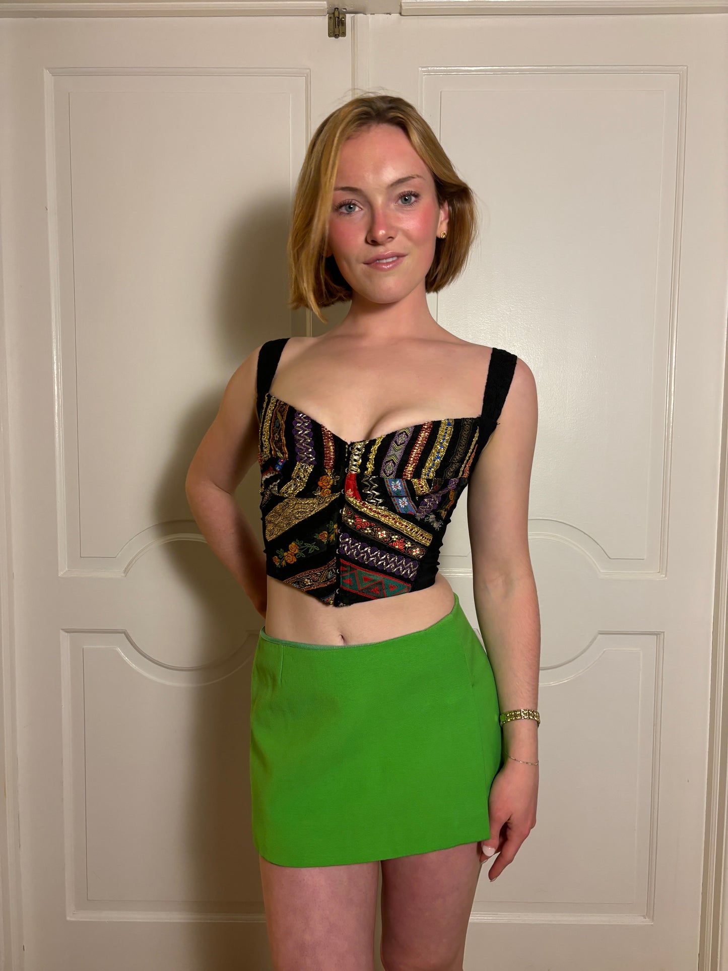 FW1999 Dolce & Gabbana neon green mini skirt