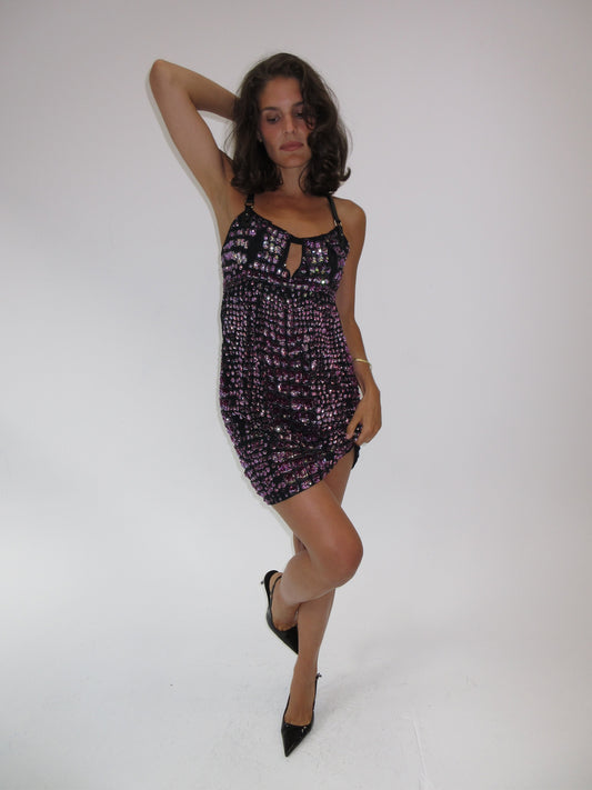 Fall 2012 Roberto Cavalli beaded sequined leather harness dress
