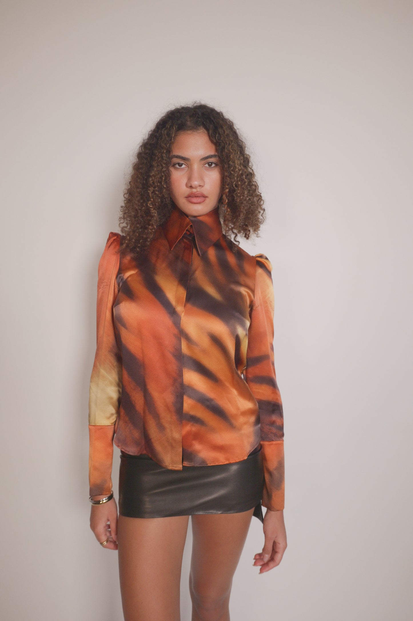 FW2000 Roberto Cavalli iconic tiger print silk top