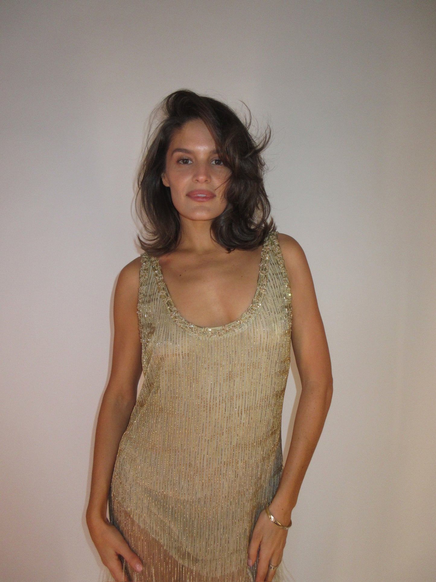 Silk feather beaded Roberto Cavalli dress