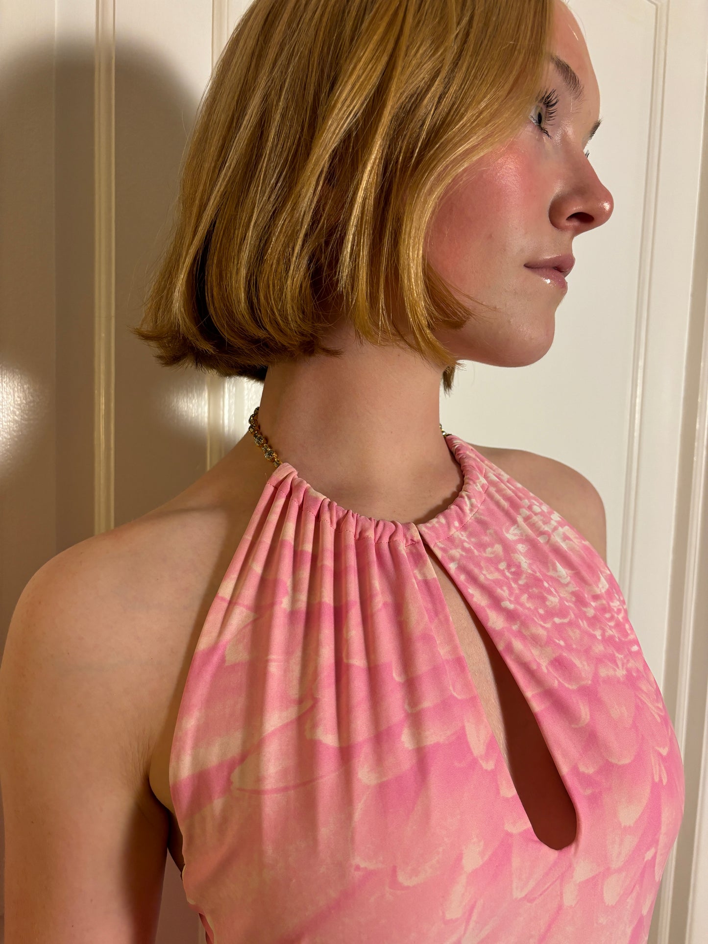 SS 2000 Roberto Cavalli Pink Floral Beaded Dress