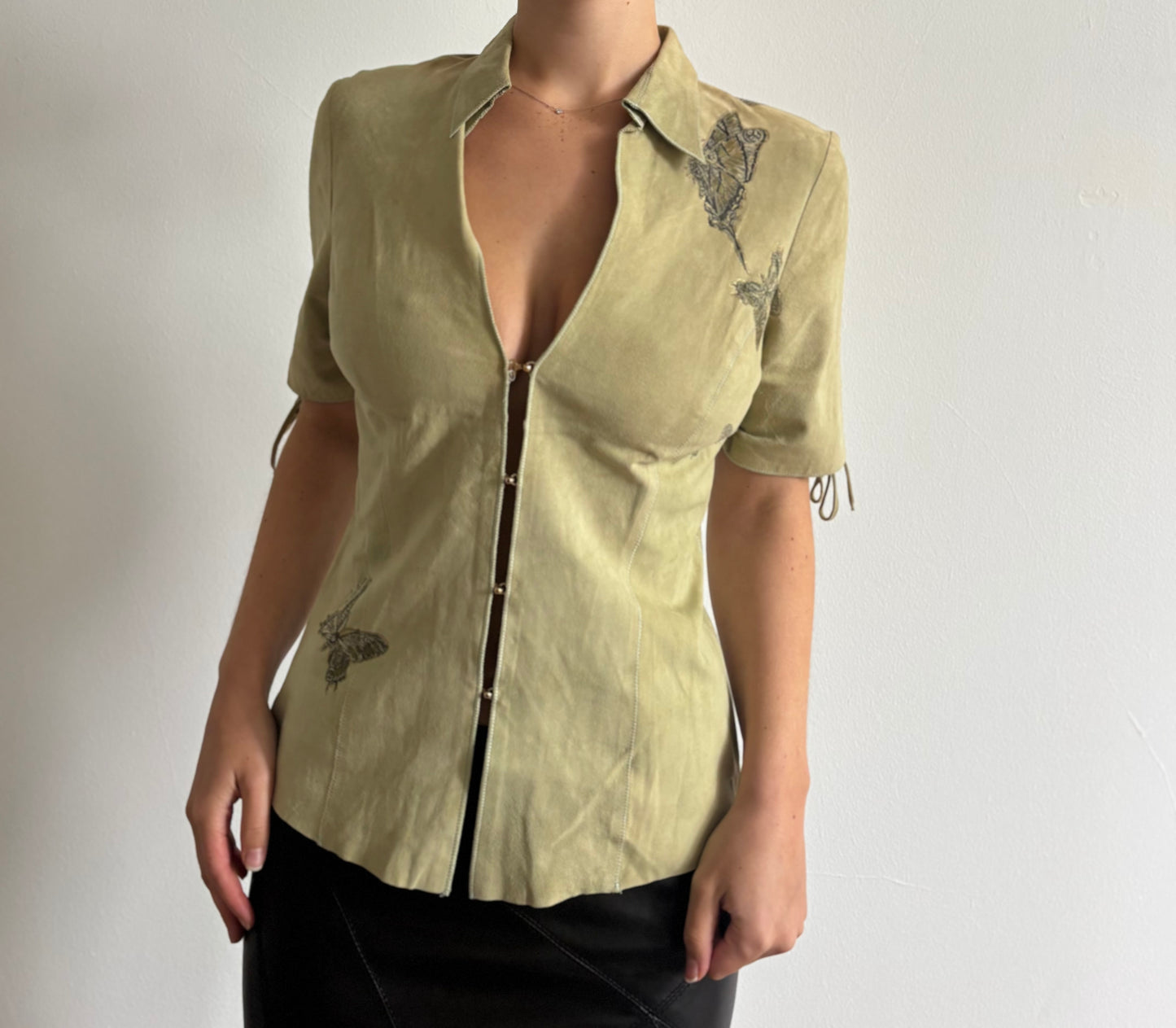 Vintage Roberto Cavalli butterfly suede top