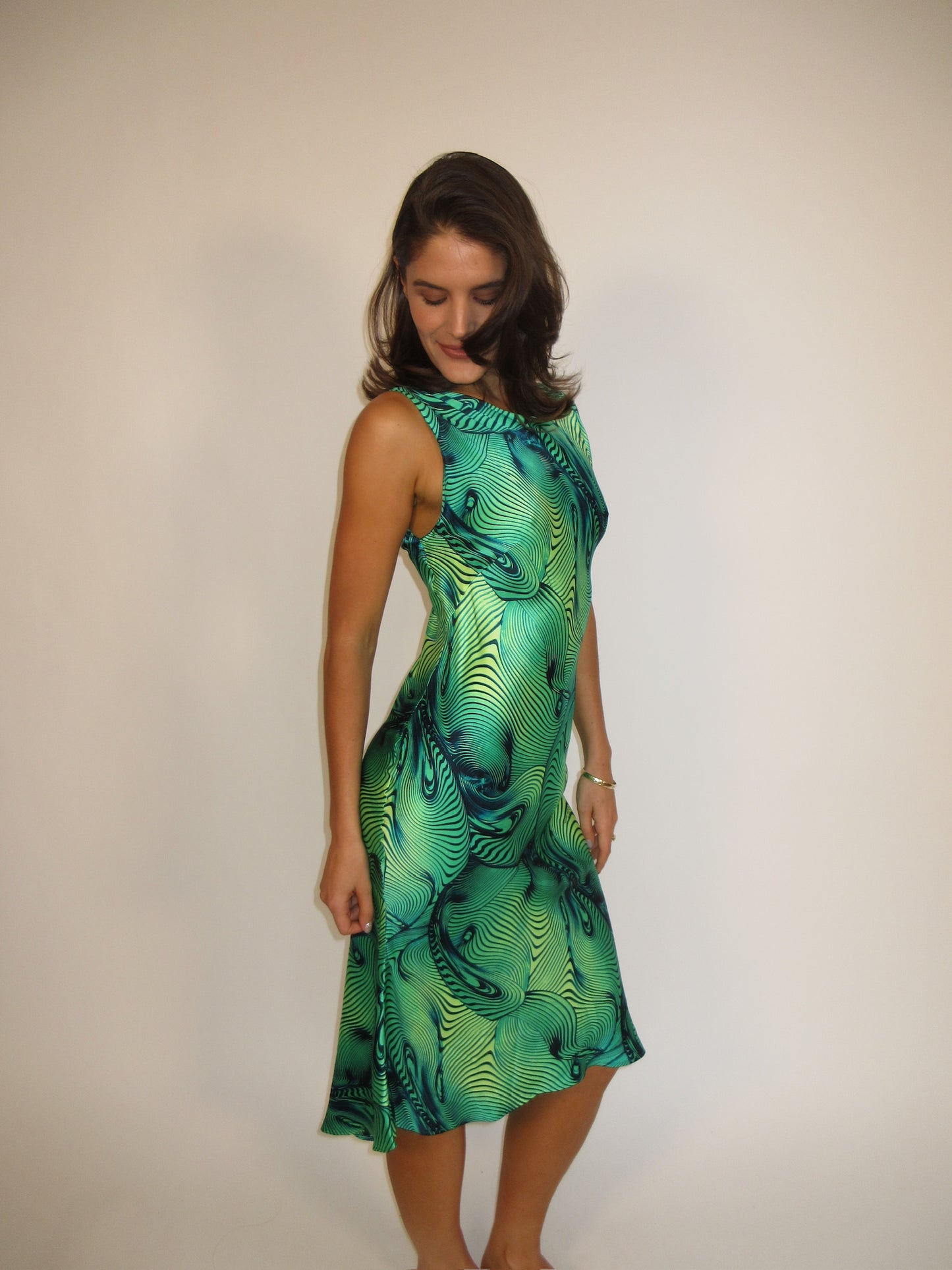Gorgeous SS 2001 Roberto Cavalli Silk Green Dress