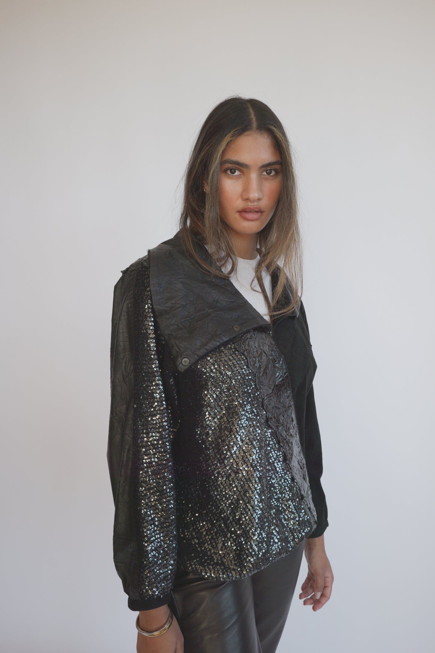 80s Roberto Cavalli Suede leather, sequined jacket