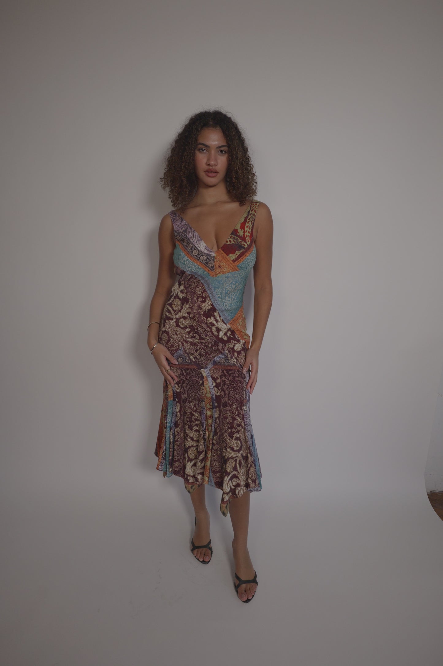 FW2004 Roberto Cavalli Patchwork silk dress