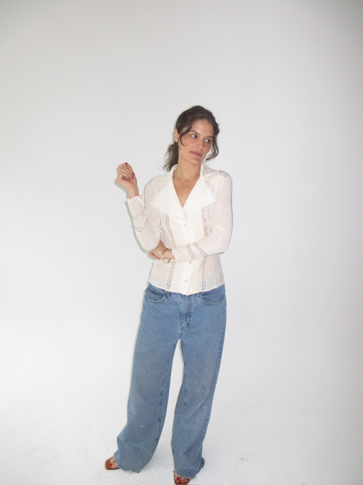 Vintage Valentino silk and lace top
