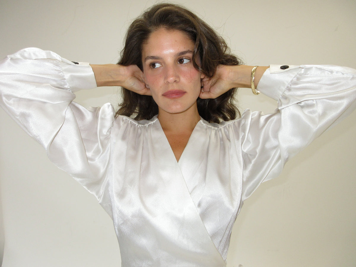 Vintage YSL Satin Wrap Top