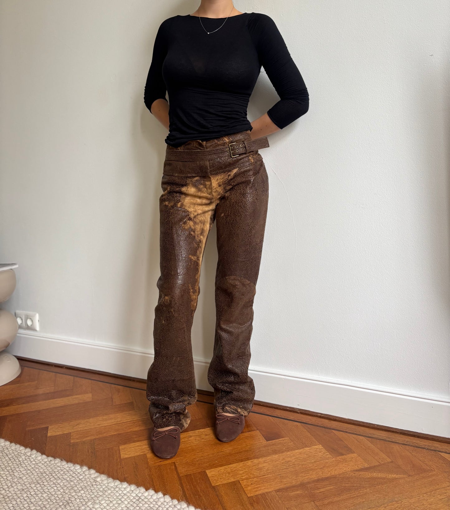 Insane textured vintage Roberto Cavalli leather and suede pants