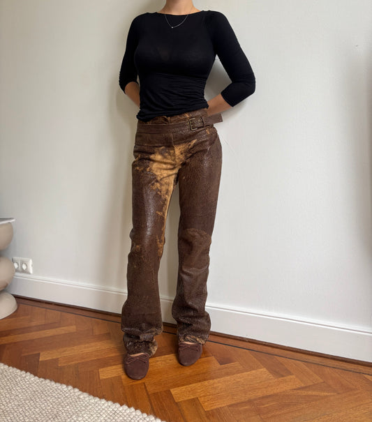 Insane textured vintage Roberto Cavalli leather and suede pants