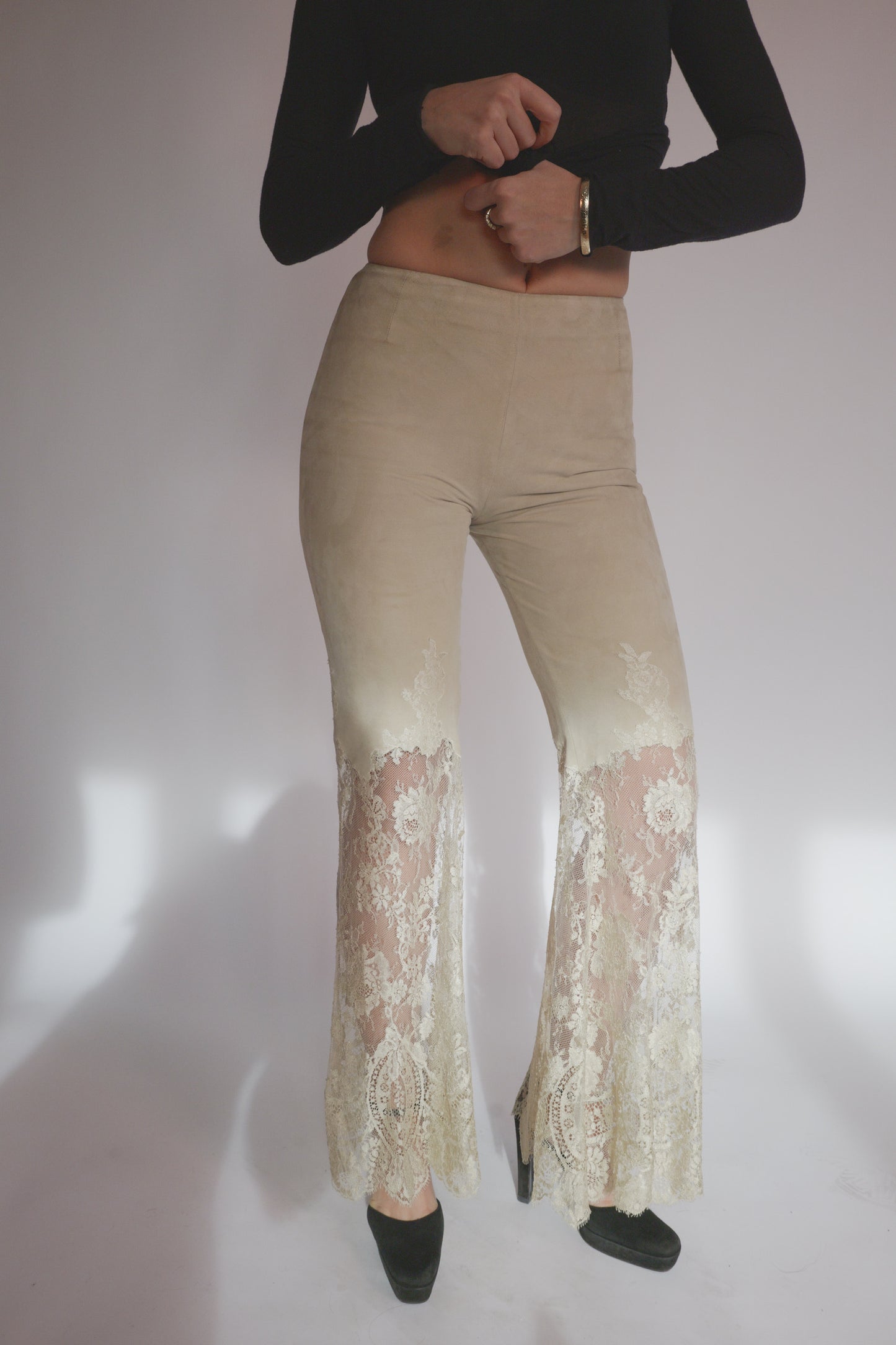 SS2000 Suede & Lace Valentino Runway Pants