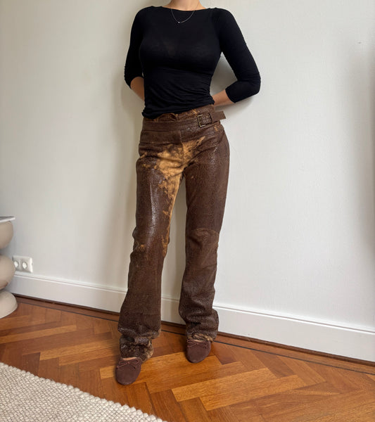 Insane textured vintage Roberto Cavalli leather and suede pants