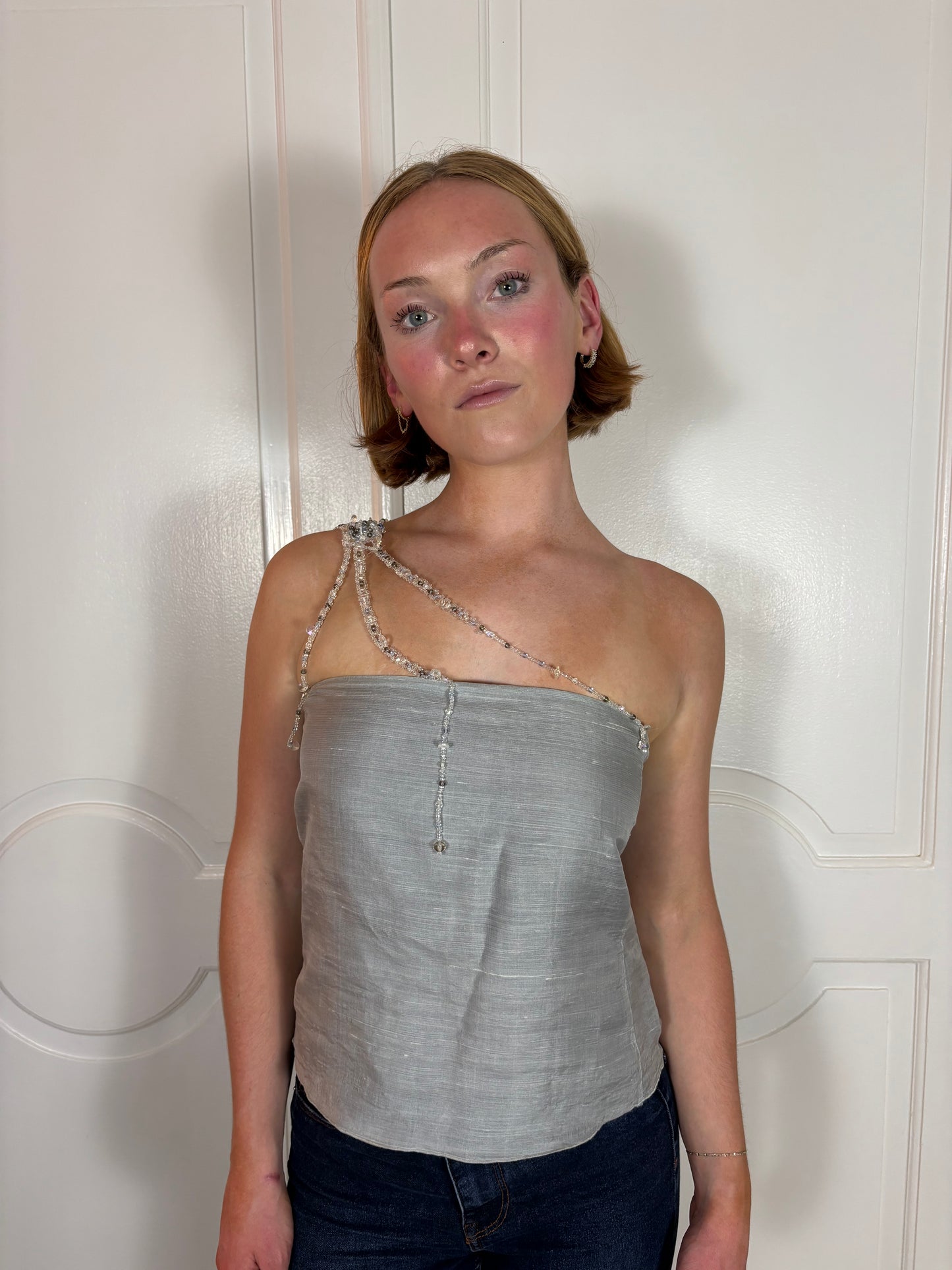 Stunning SS1999 runway beaded Emporio Armani one shoulder top