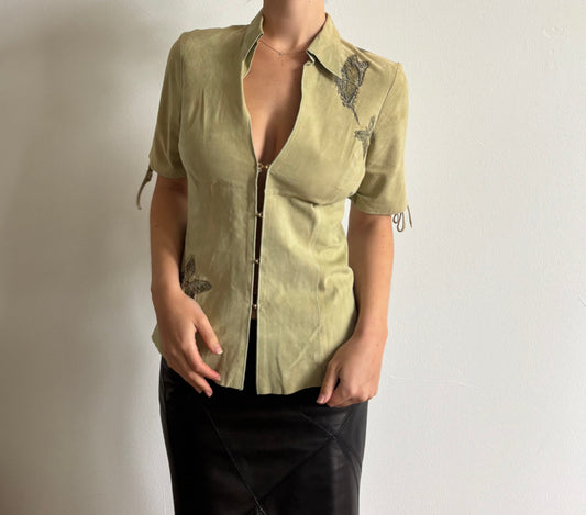 Vintage Roberto Cavalli butterfly suede top