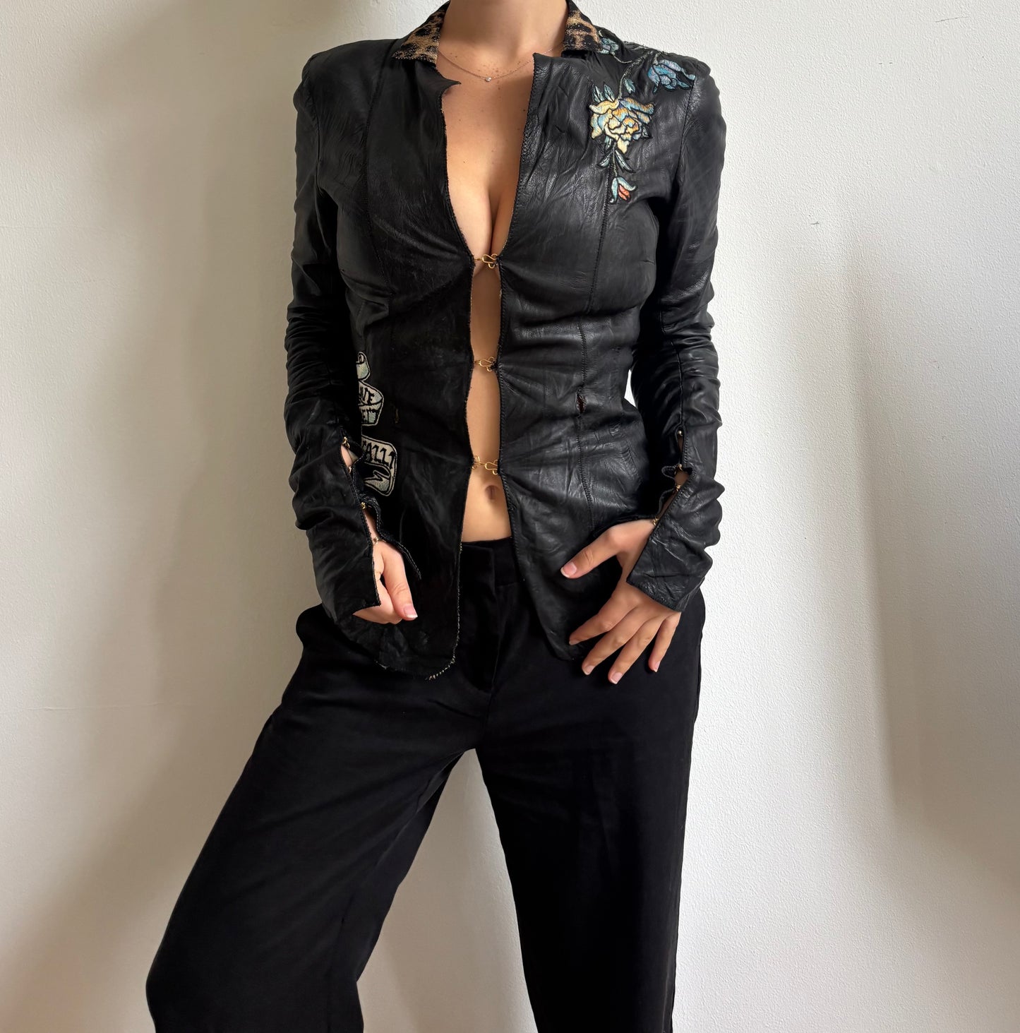 Vintage Roberto Cavalli Tattoo leather jacket