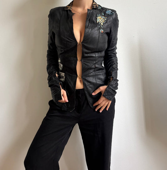 Vintage Roberto Cavalli Tattoo leather jacket