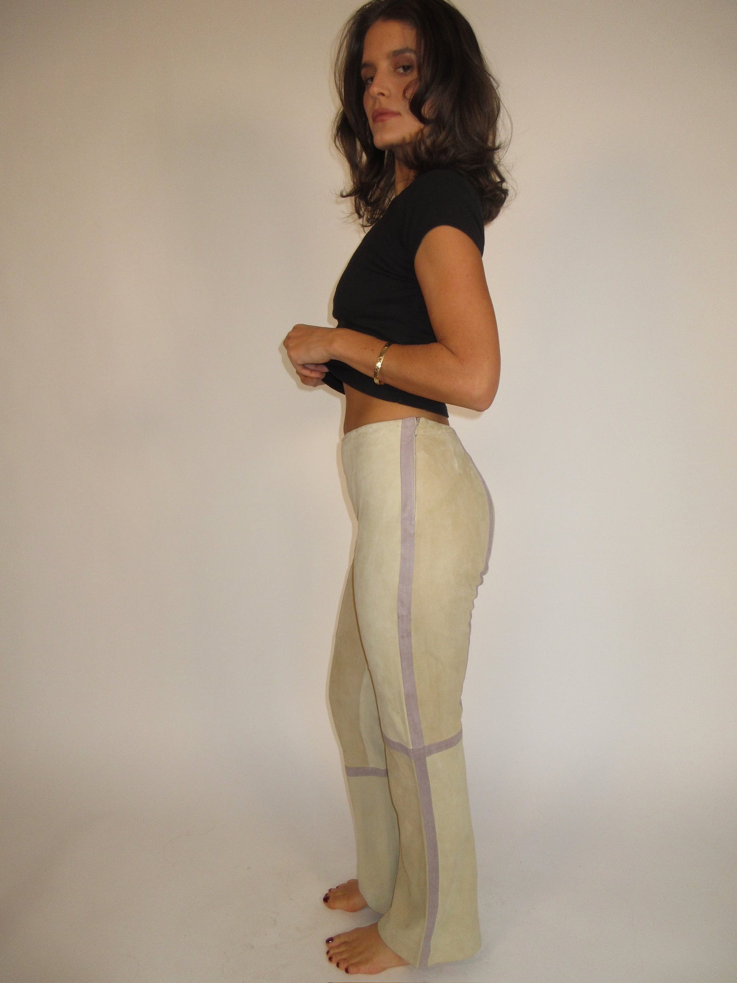 Valentino FW2000 Suède pants worn by Adriana Lima