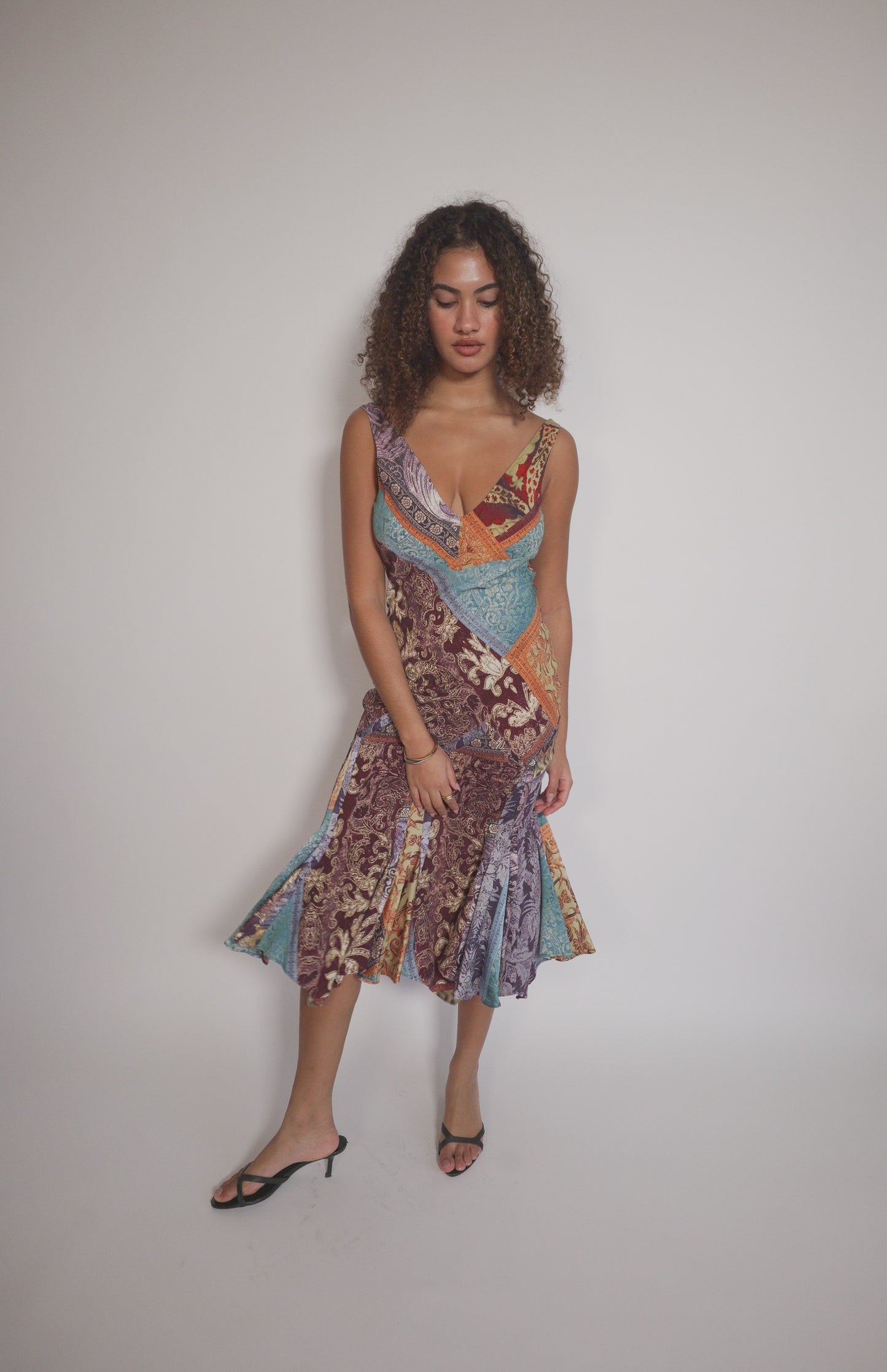 FW2004 Roberto Cavalli Patchwork silk dress