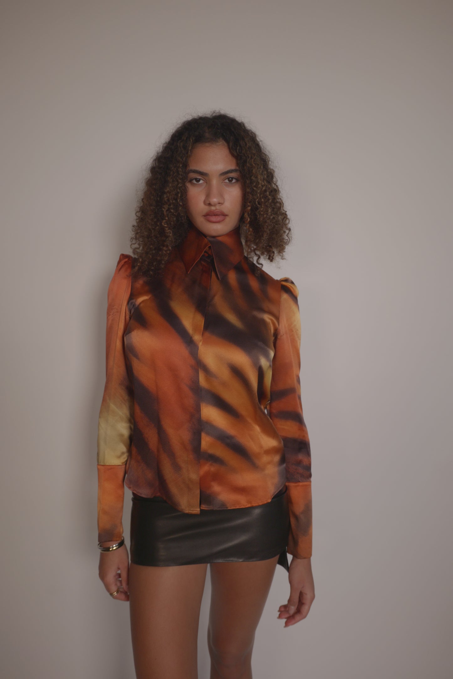 FW2000 Roberto Cavalli iconic tiger print silk top