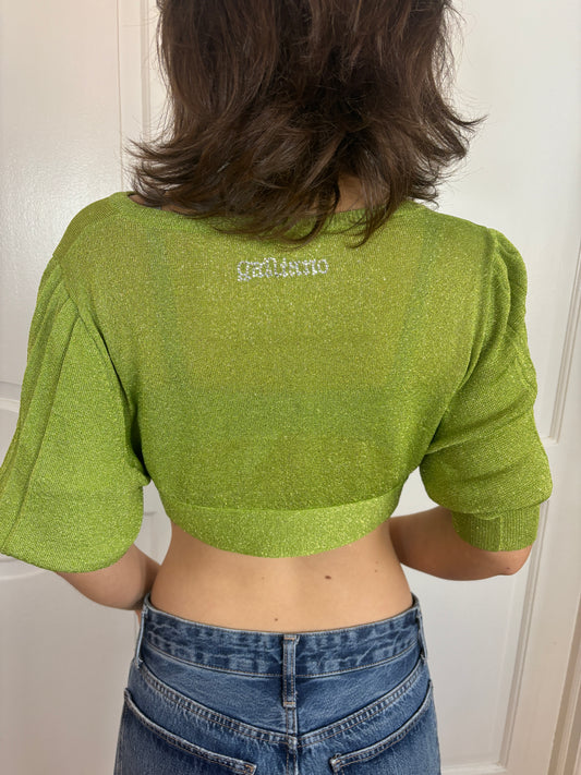 John Galliano Sparkly Green Cropped Cardigan