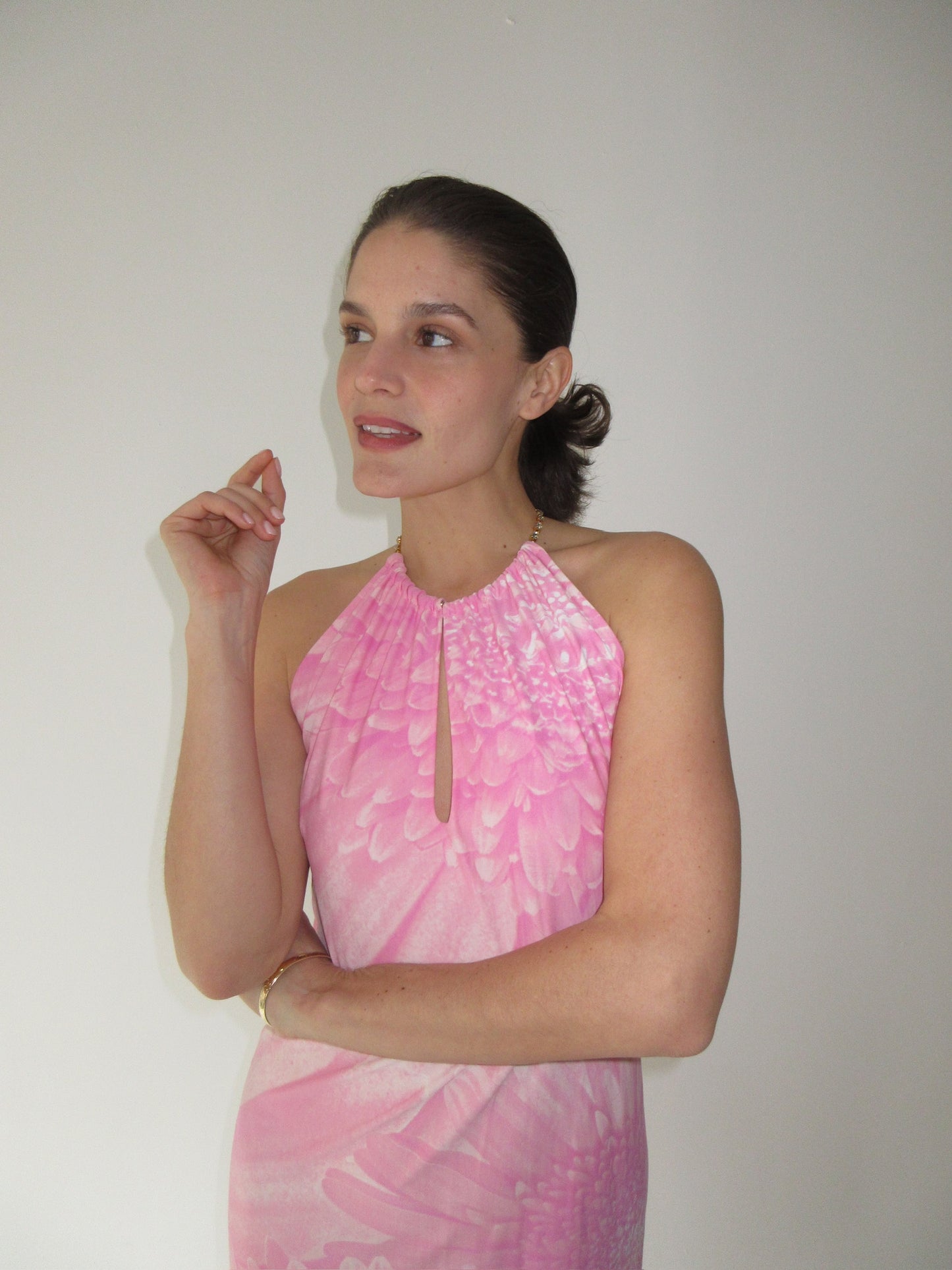 SS 2000 Roberto Cavalli Pink Floral Beaded Dress