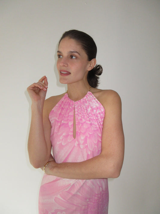 SS 2000 Roberto Cavalli Pink Floral Beaded Dress