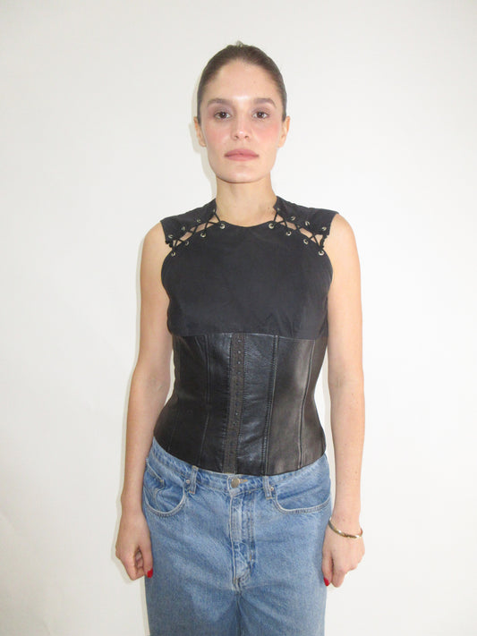 Amaya Arzuaga FW 2002 Leather Corset Top