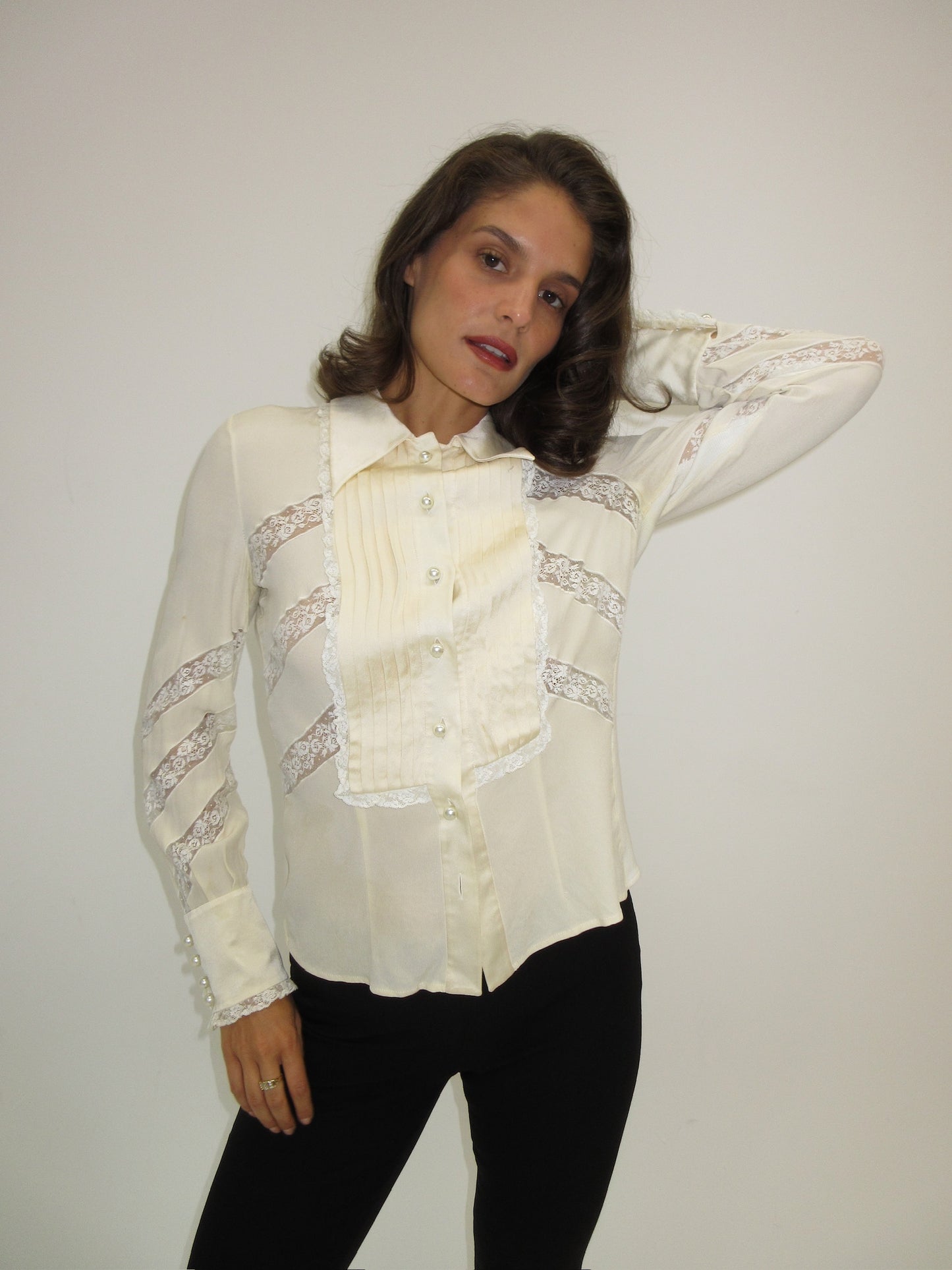 Vintage Valentino Boutique silk and lace top