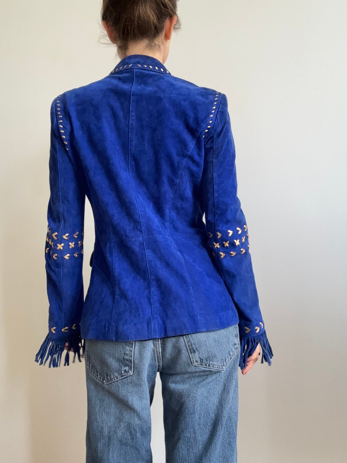 Roberto Cavalli 2007 blue suede jacket