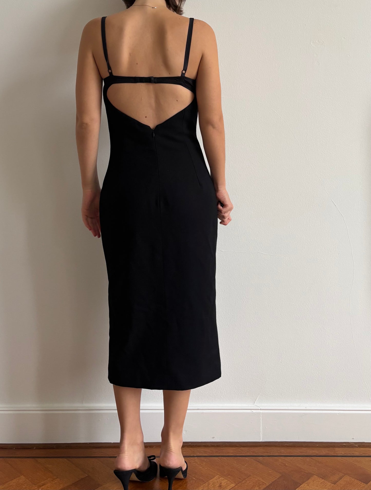 Vintage Dolce & Gabbana black wool dress with built in bra