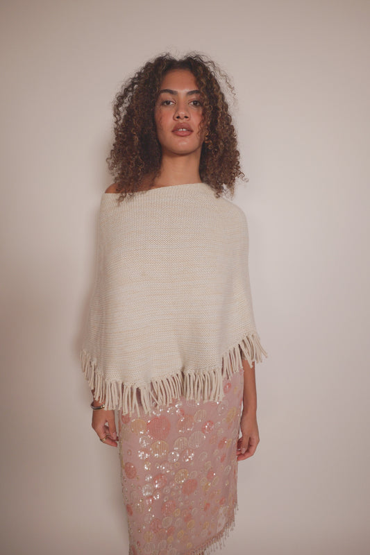 Chloe Wool Fringe Poncho